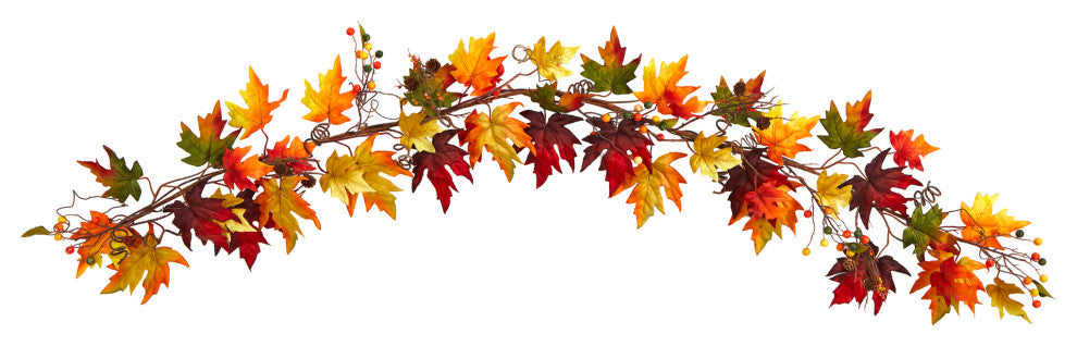 6' Autumn Maple Leaf and Berry Fall Garland