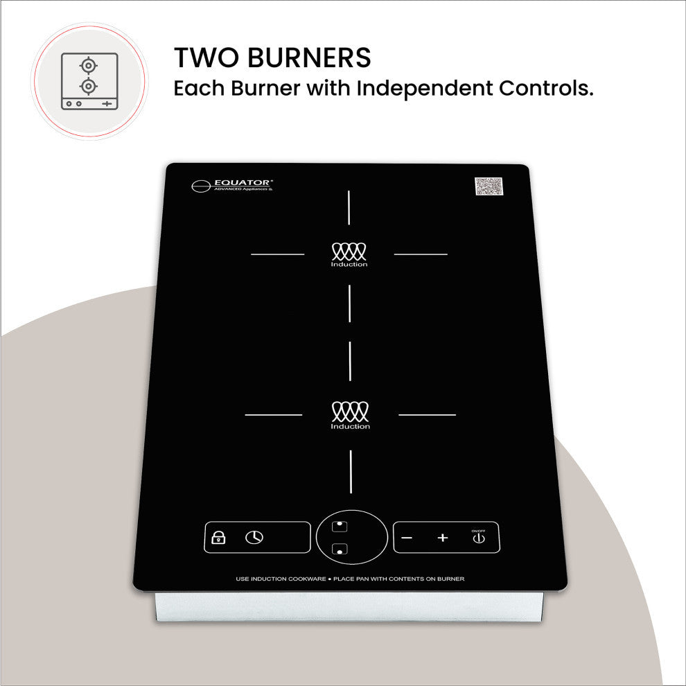 Equator 13" Built in/Freestanding 2 Vertical Burner Induction Cooktop in Black