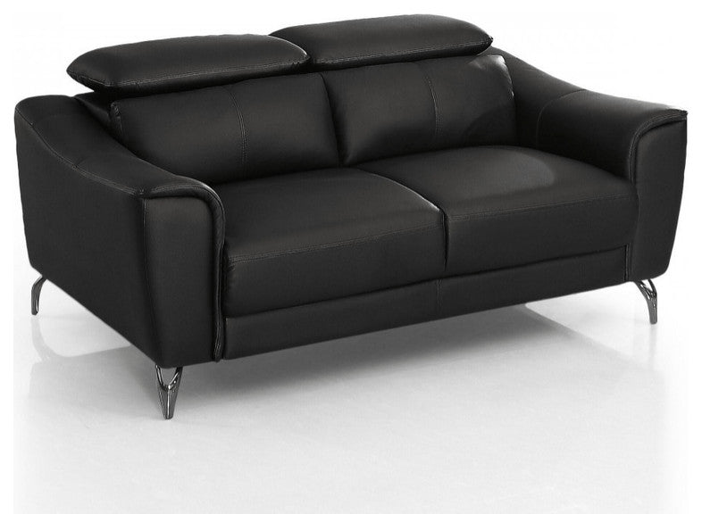 Urban 65" Black Leather Adjustable Headrest Loveseat