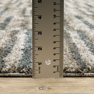 Alistair Multi Striped Teal/ Grey Indoor Area Rug, 2'3"x7'6"