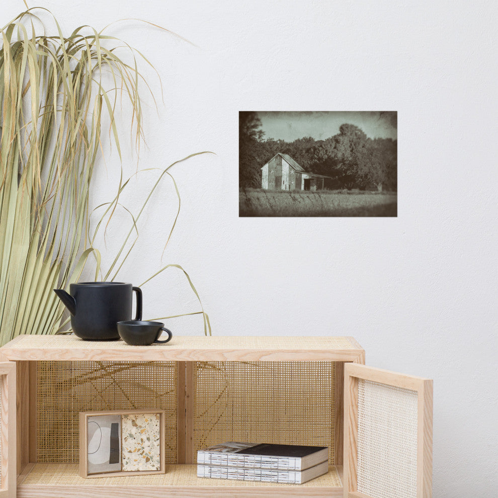 Patriotic Barn in Field Landscape Photo Unframed Wall Art Print, 12" X 18"
