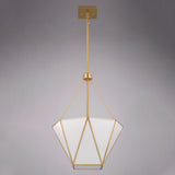 Burnett 3-Light Brass Mid-Century Modern Pendant, White Opal Tiffany Glass Shade