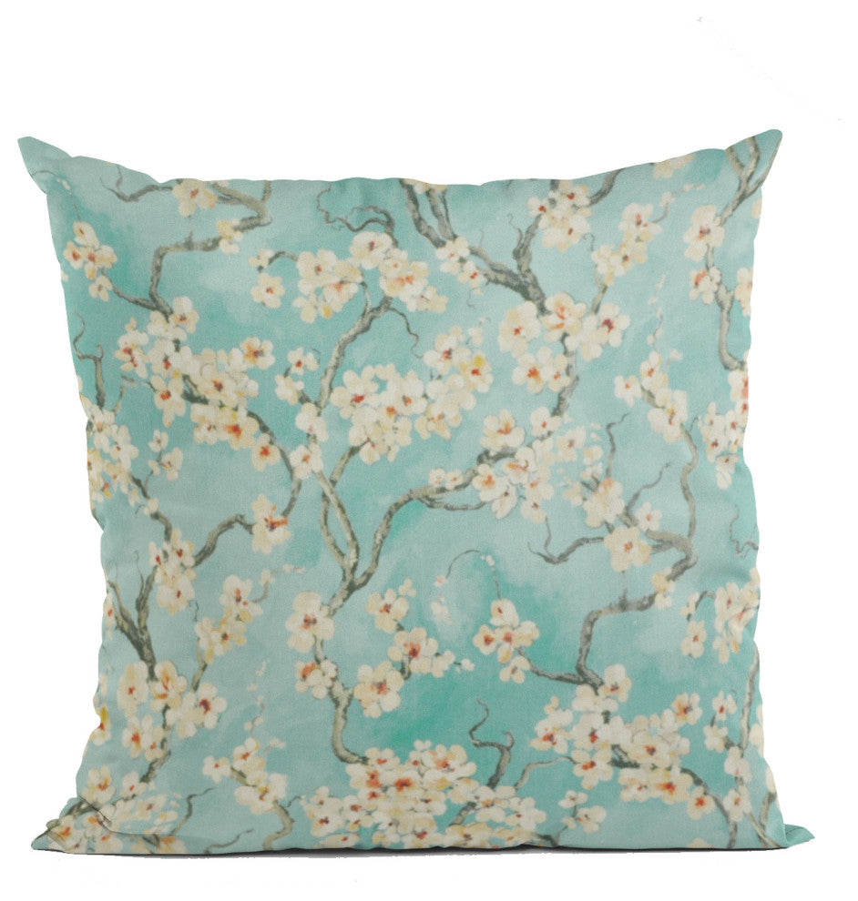 Spa Garden Cherry Blossoms Luxury Throw Pillow, Double sided 16"x16"