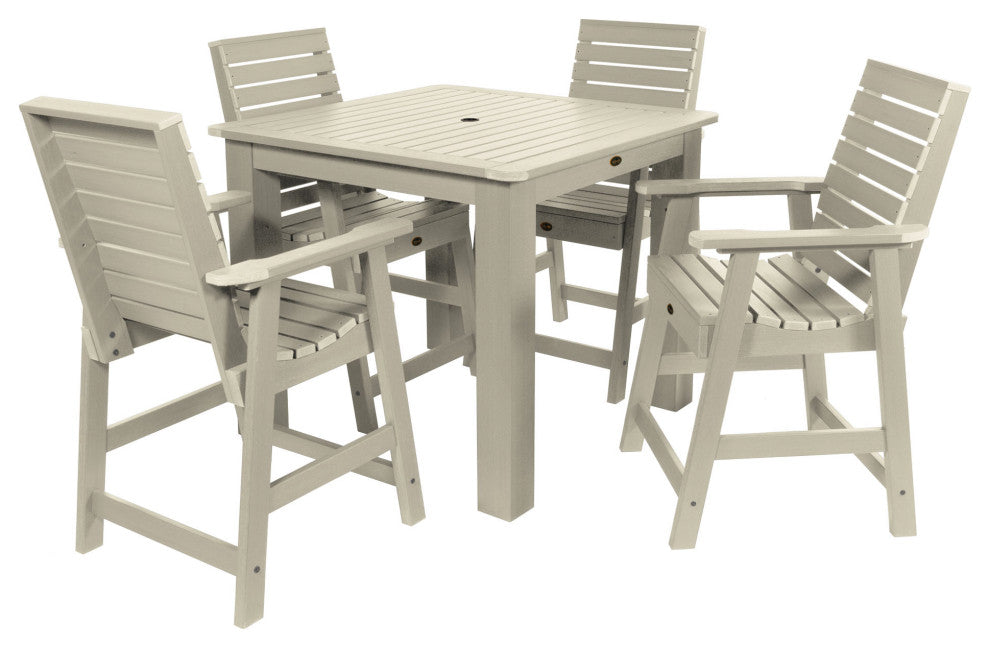 Glennville 5-Piece Square Counter Dining Set, Weathered Acorn, Whitewash