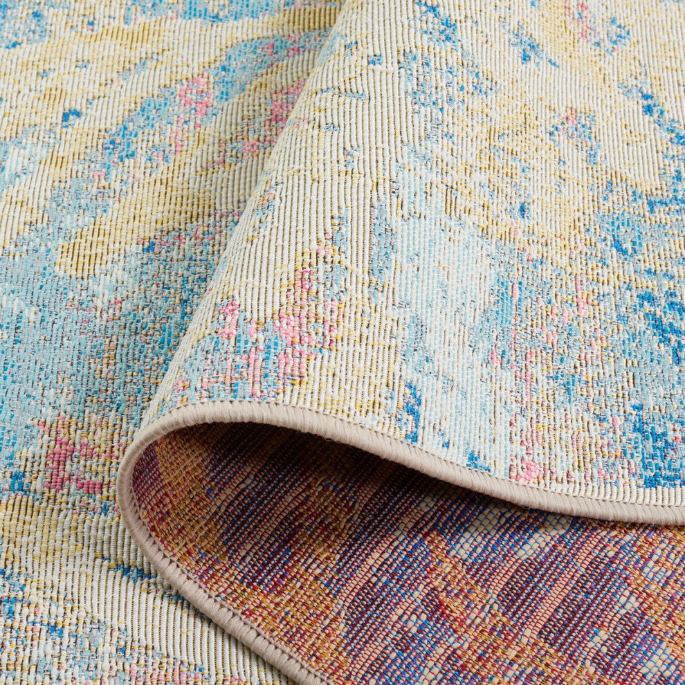 Safavieh Barbados Collection Indoor-Outdoor, BAR512 Rug, Light Blue/Ivory, 8'x10'5"