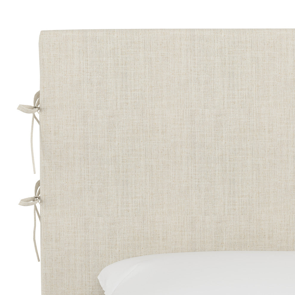 Bern Twin Slipcover Headboard With Ties, Linen Talc