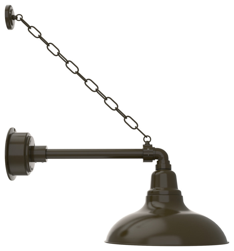 Gooseneck Barn Light With Metropolitan Arm With Chain, Mahogany Bronze, 12"
