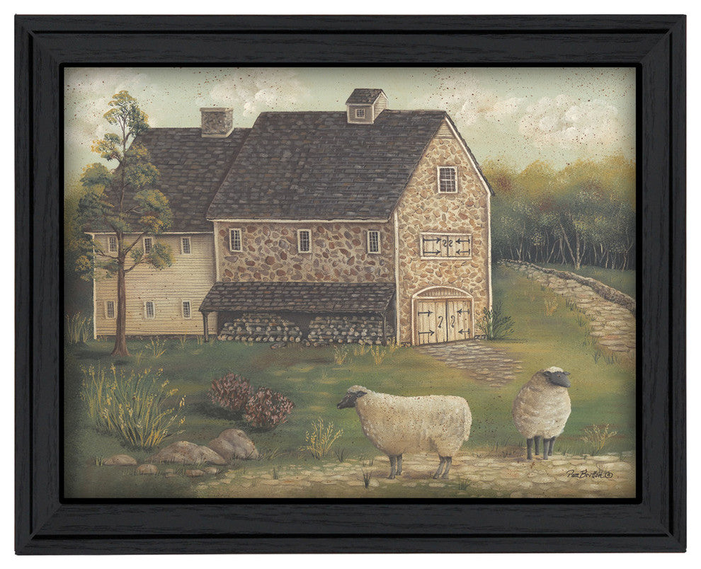 "Stone Barn" By Pam Britton, Printed Wall Art, Ready To Hang, Black Frame