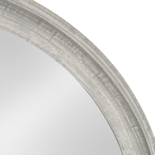 Mansell Round Wooden Wall Mirror, 28 Diameter, Distressed Gray