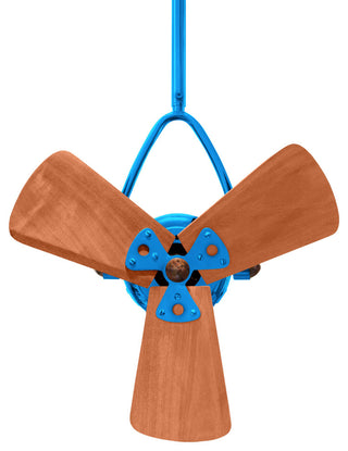 Jarold Direcional Directional Ceiling Fan With Mahogany Blades, Light Blue