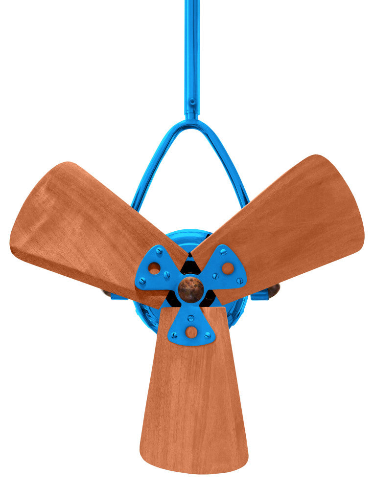 Jarold Direcional Directional Ceiling Fan With Mahogany Blades, Light Blue