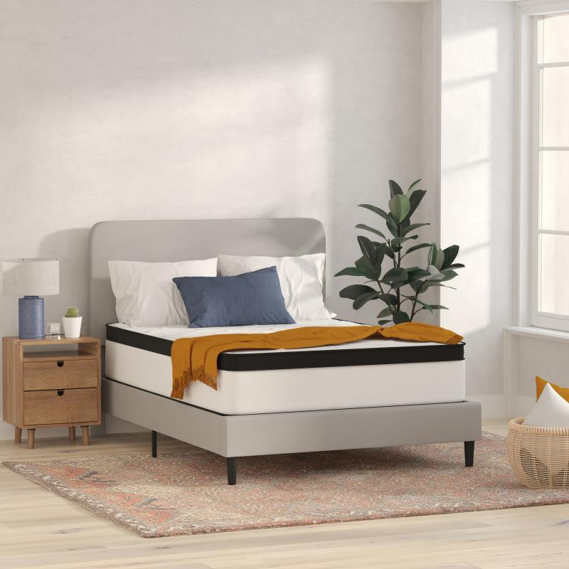 Capri Extra Firm 12 Inch CertiPUR-US Certified Hybrid Pocket Mattress, White, Queen