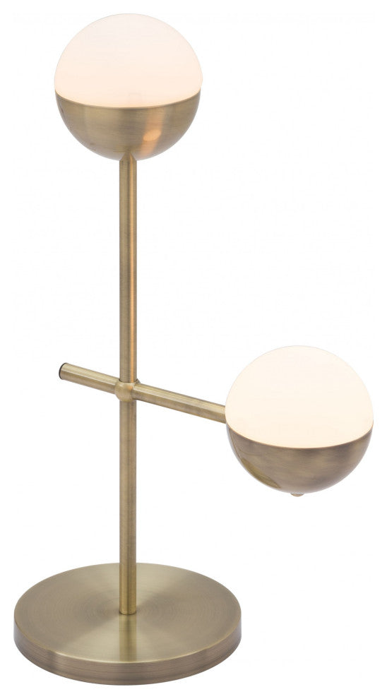 White and Brushed Bronze Crossed Table Lamp