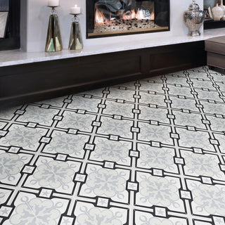 8"x8" Chala Handmade Cement Tile, Black/Gray, Set of 12