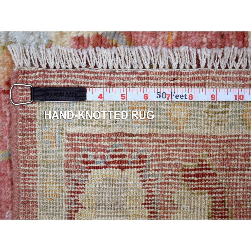 Red Hand Knotted, Afghan Angora Oushak Wool Oriental Rug, 3'9" x 6'0"