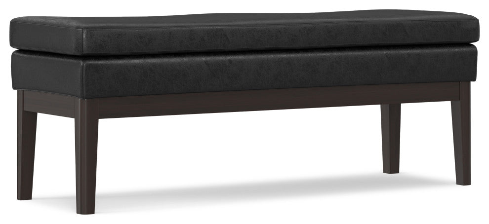 Carlson SOLID HARDWOOD Ottoman Bench, Distressed Black