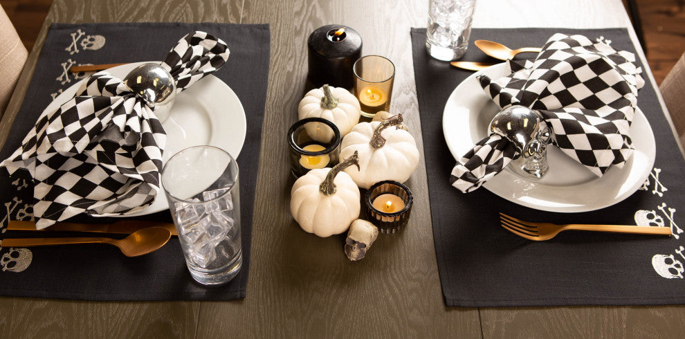 Skulls Embroidered Placemat, Set Of 4