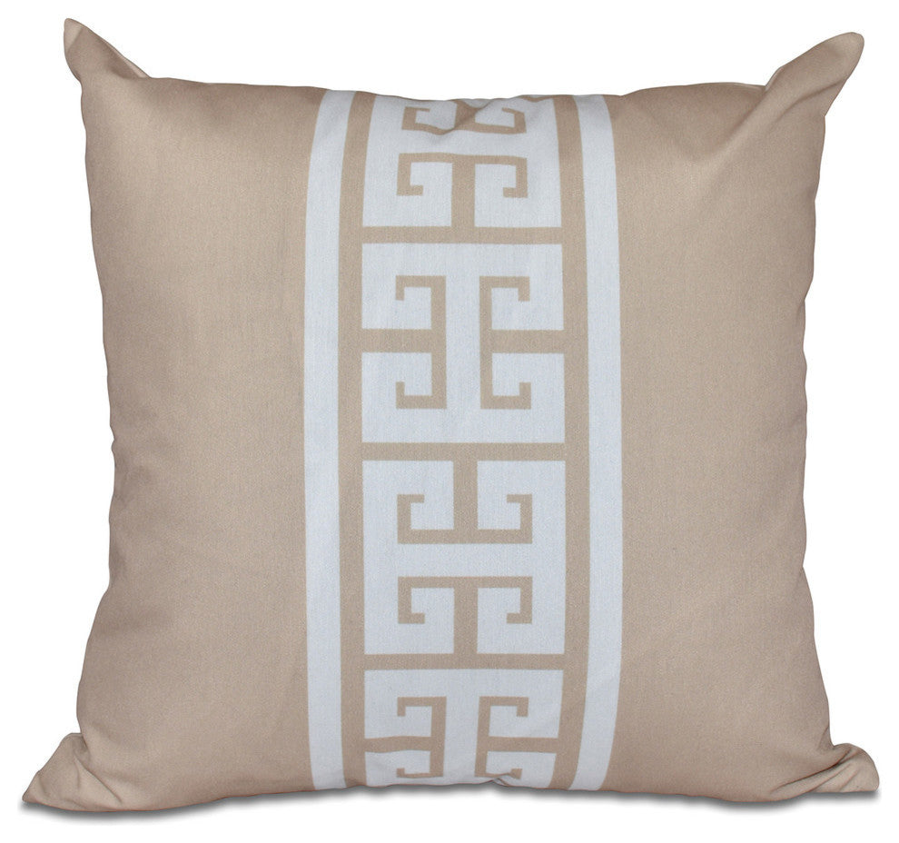 Key Stripe, Stripe Print Pillow, Beige And Taupe, 20"x20"