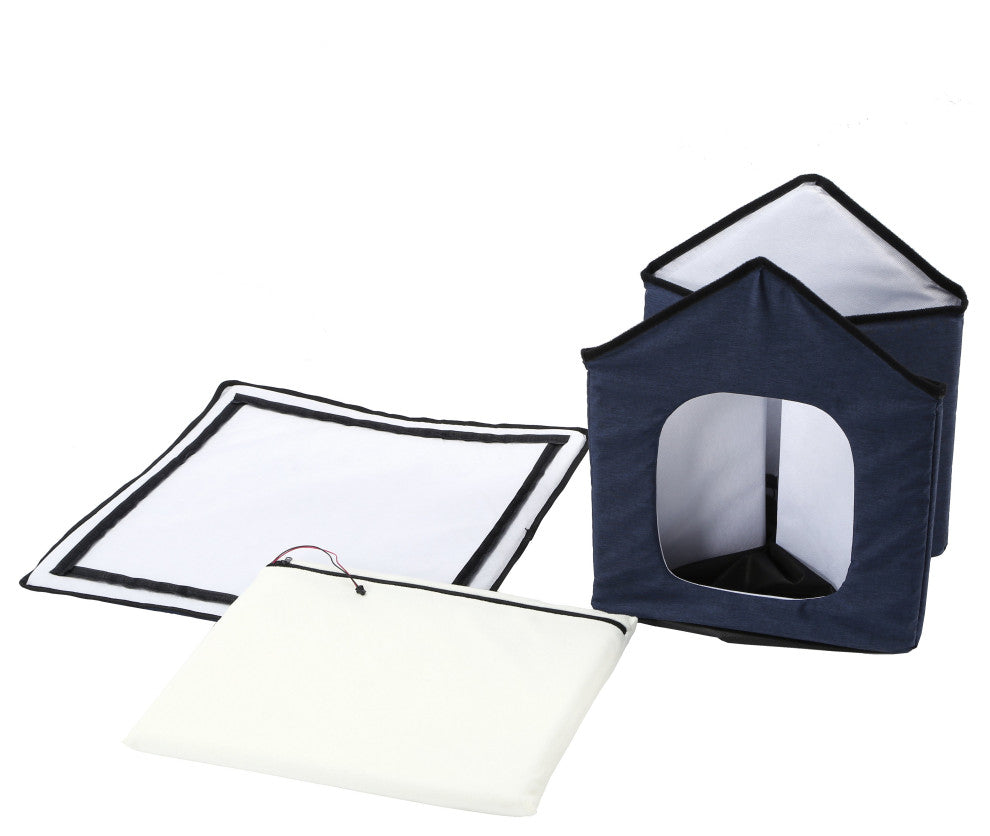 Pet Life "Hush Puppy" Heating and Cooling Collapsible Pet House, Navy, Small