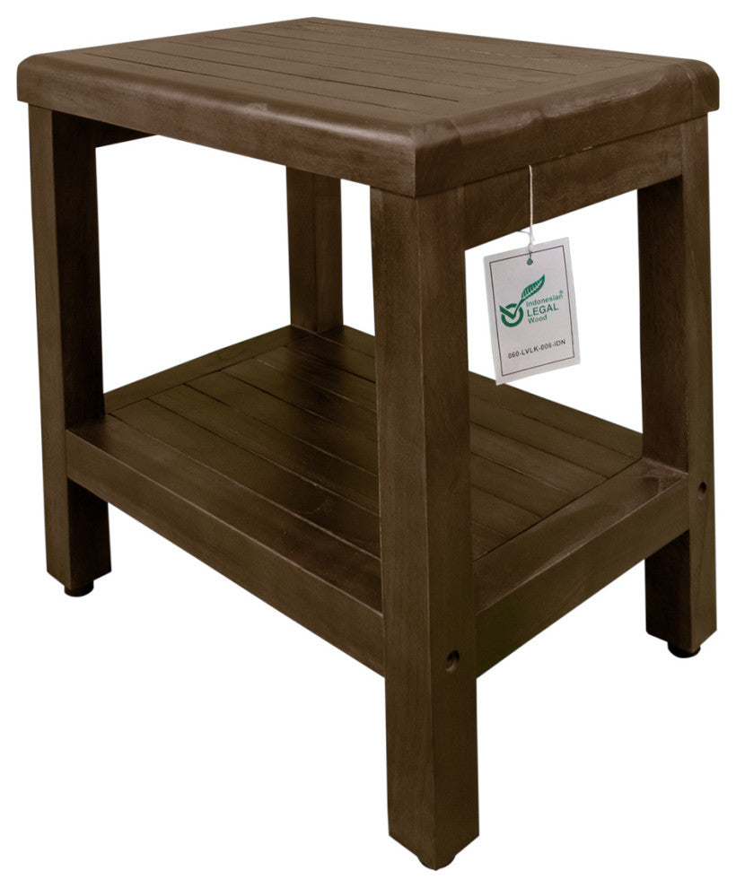 DecoTeak Classic 18" Teak Shower Bench With Shelf