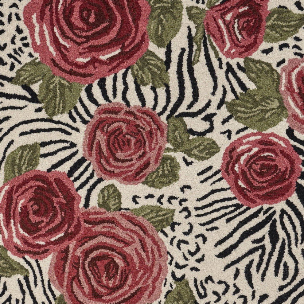 4'' Round Red Rose Bed Area Rug