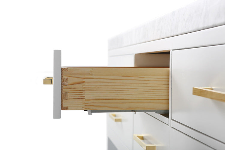 Elizabeth 72 in. Bath Vanity Set in White with Gold Hardware