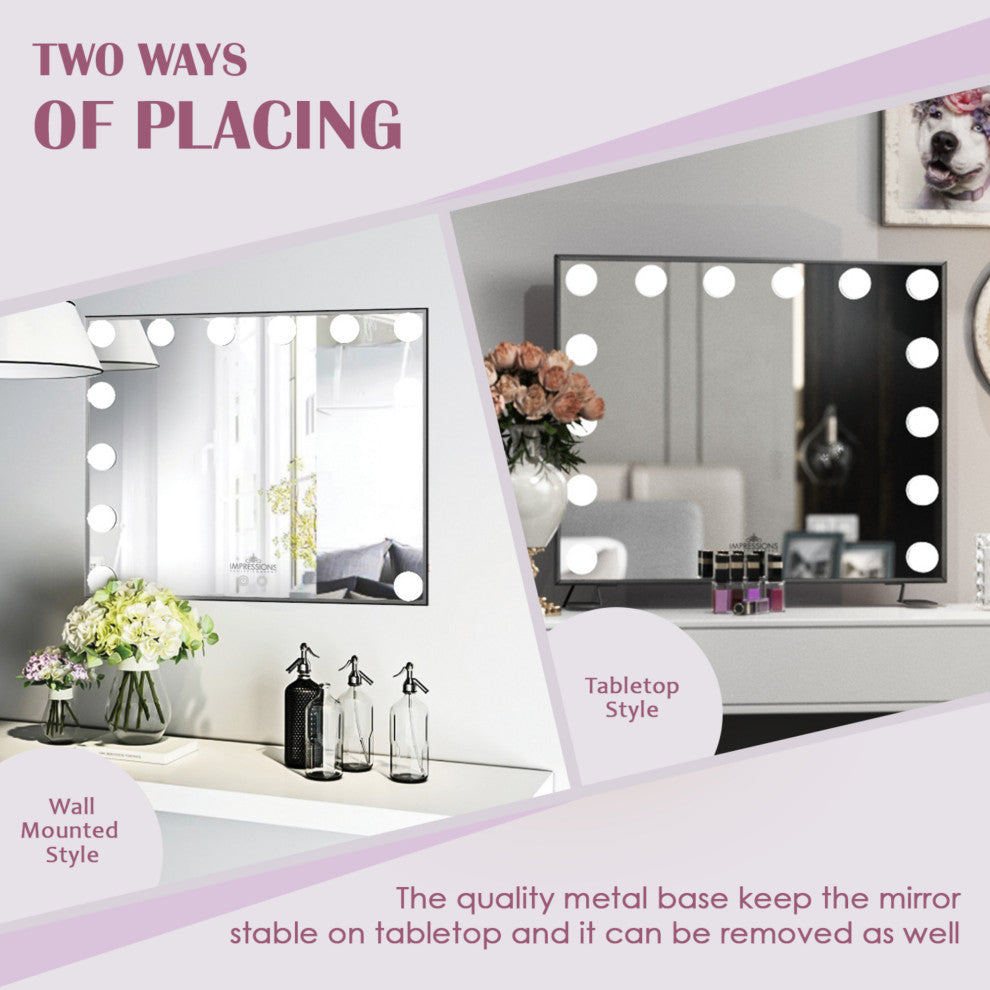 Hollywood Touch Duo Tone Wide LED Makeup Mirror, Silver