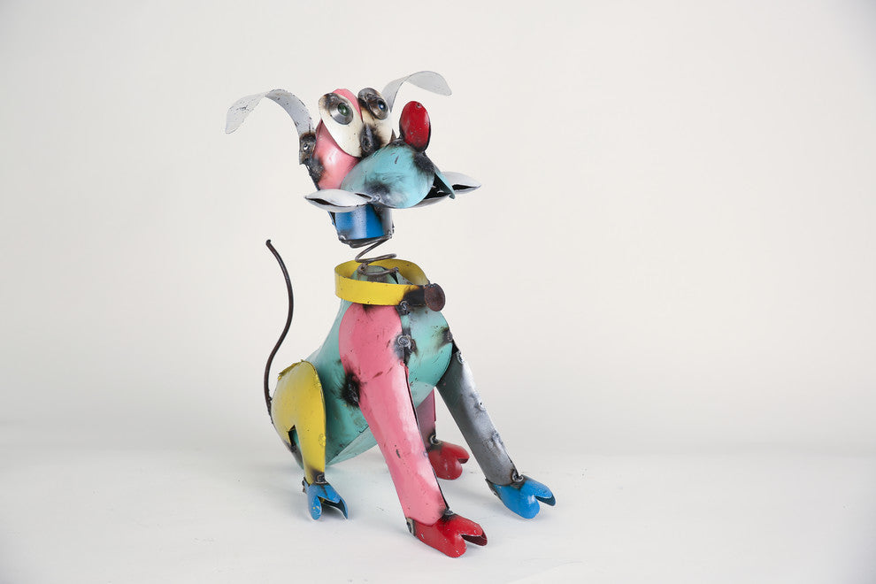 Recycled Metal Pluto Dog, Multi-Colored, Small
