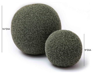 Boba Round Pillow, Green Long Mohair, 9"