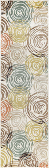 Joelle Contemporary Abstract Ivory Runner Rug, 2' x 7'