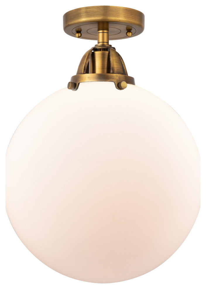 Beacon Semi-Flush Mount, Brushed Brass, Matte White, Matte White