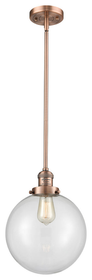 X-Large Beacon 1-Light Mini Pendant, Antique Copper, Clear