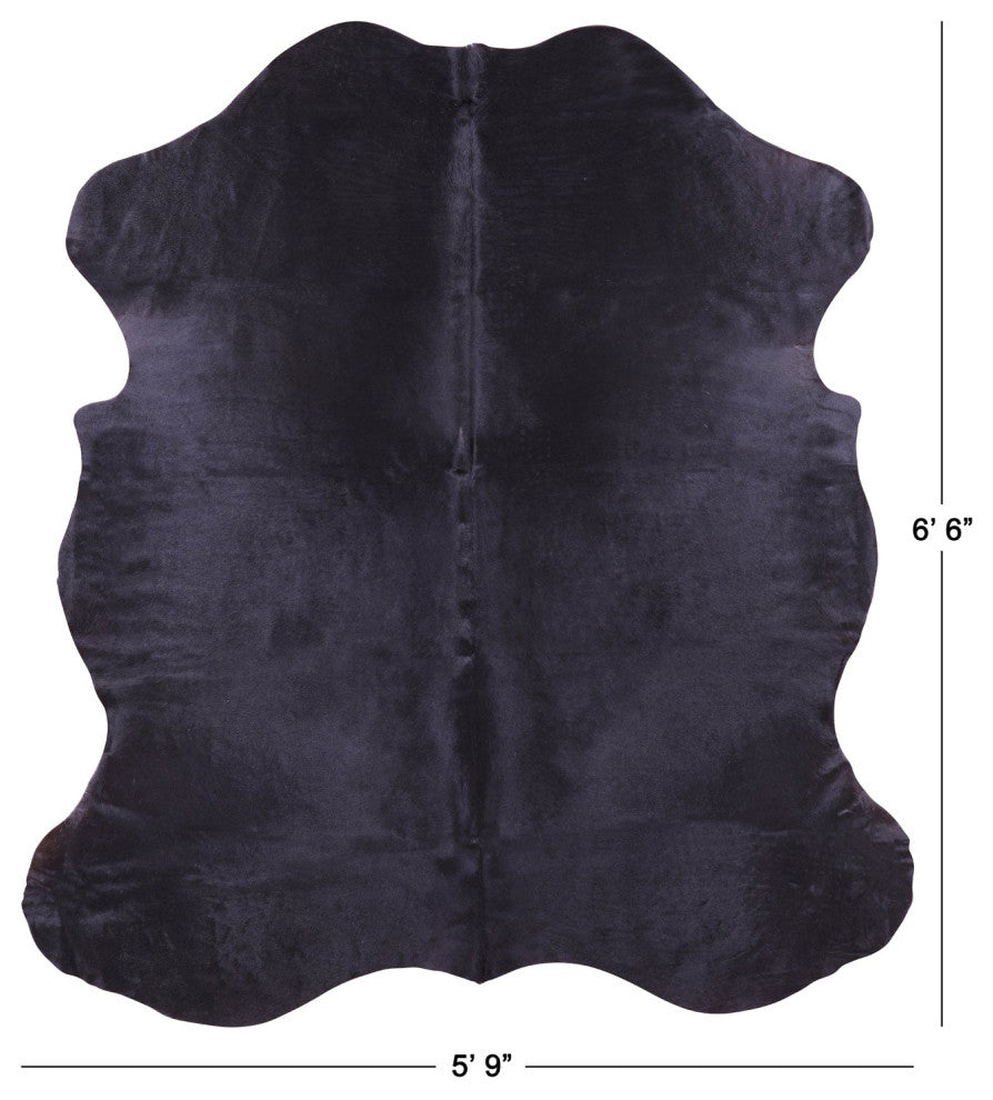 Black Natural Cowhide Rug 6' 6" X 5' 9" C1801