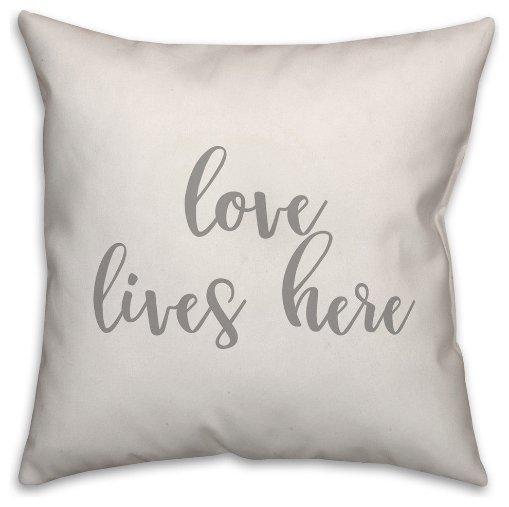 Love Lives Here 16x16 Throw Pillow Cover