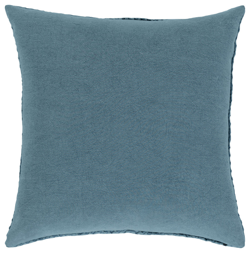 Surya Waffle Light Blue Pillow Shell With Polyester Insert 18"H X 18"W