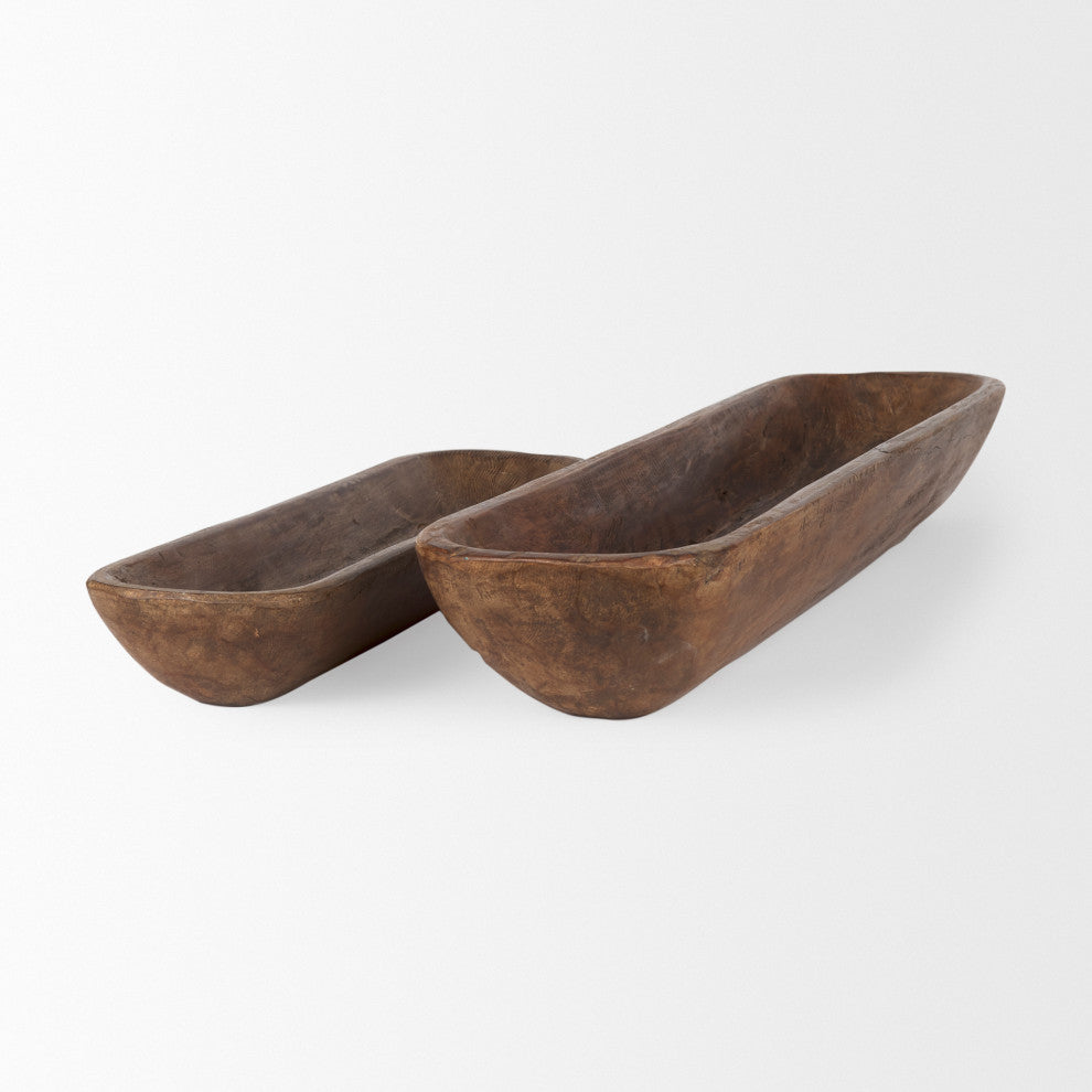 Athena Set of 2 Extra Large Medium Brown Reclaimed Wood Trays