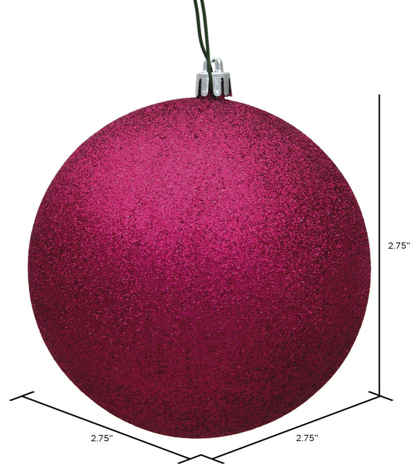 Vickerman N590770Dg 2.75" Fuchsia Glitter Ball Ornament, 12 Per Bag