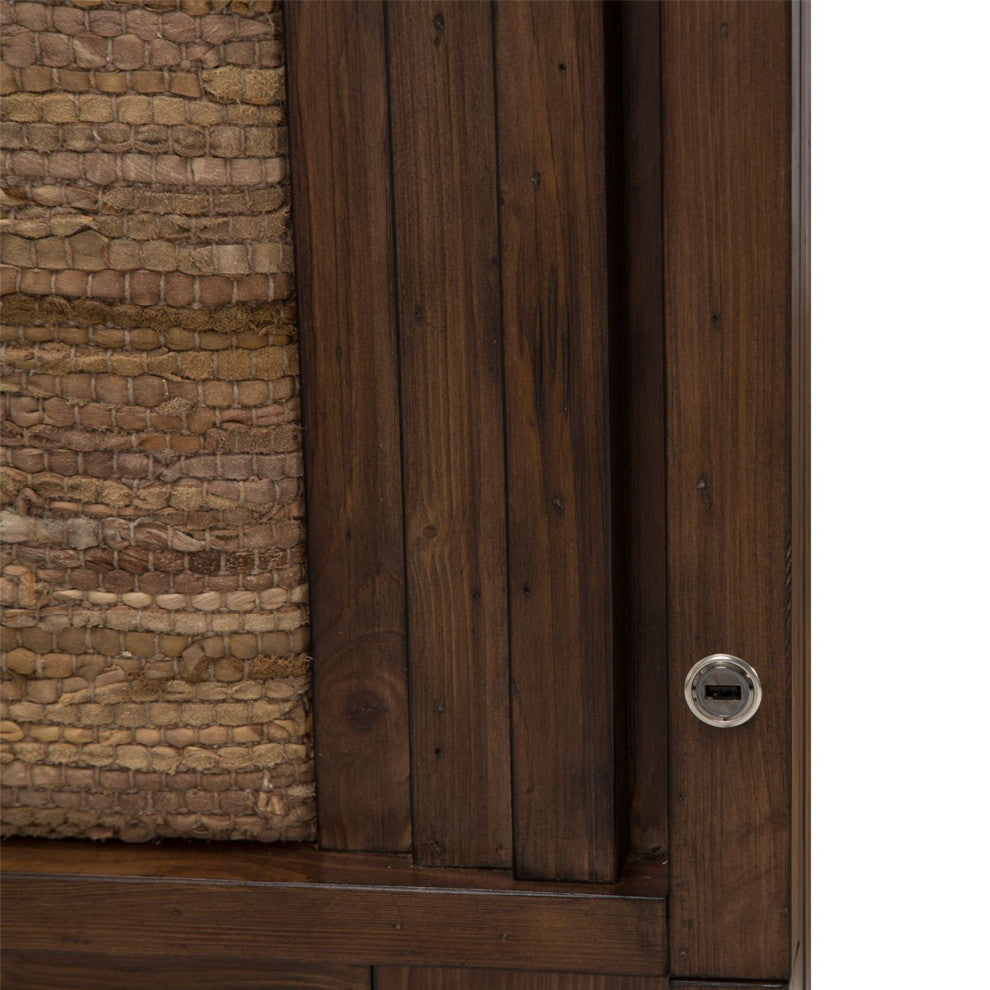 Aico Amini Carrollton Queen Panel Bed w Fabric Insert in Rustic Ranch