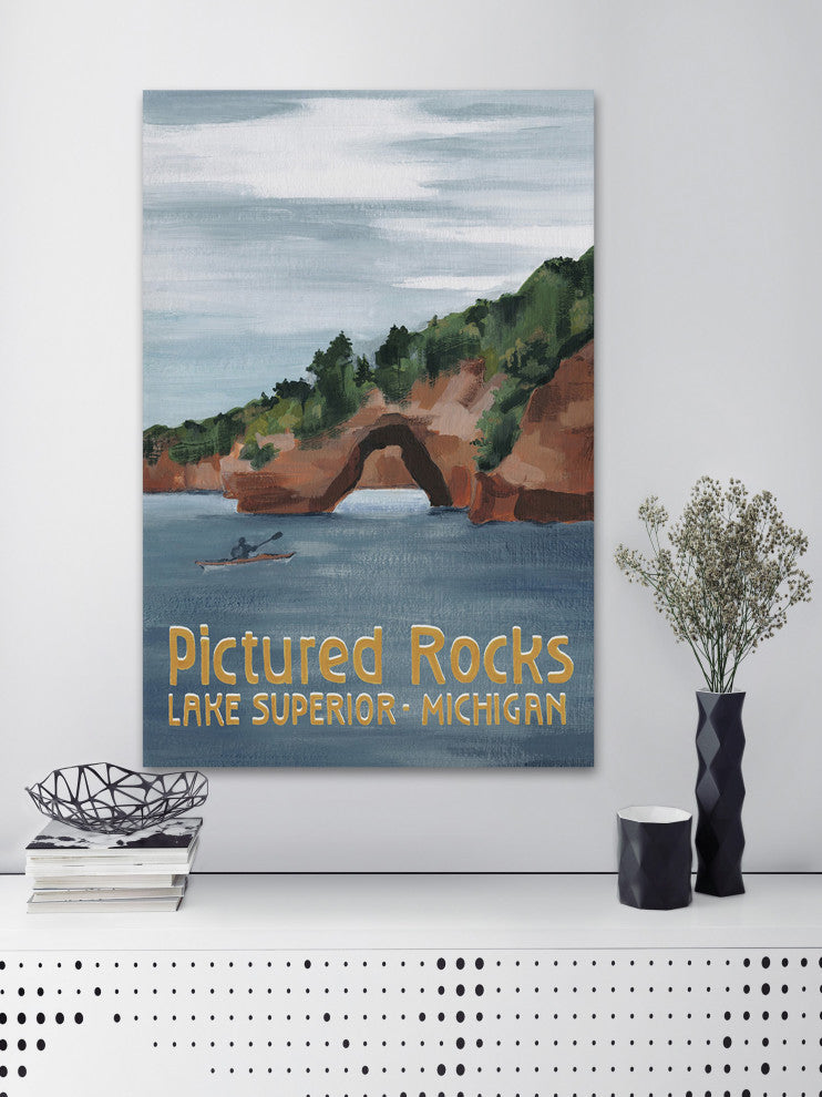 "Pictured Rocks" Painting Print on Wrapped Canvas, 20x30