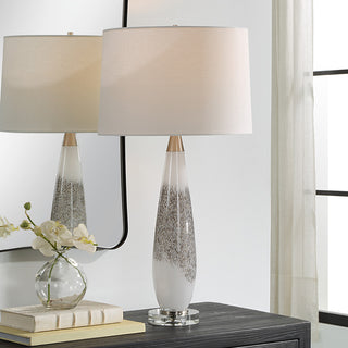 Uttermost Quinn White and Silver Table Lamp