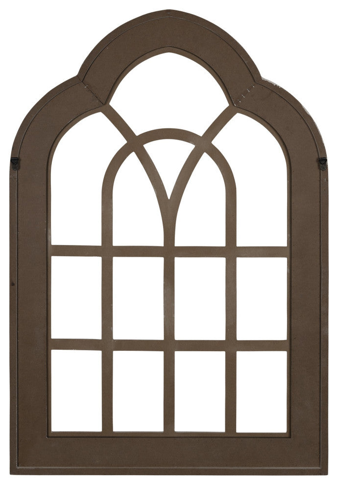 Distressed White and Gold Cathedral WindowWall Decor