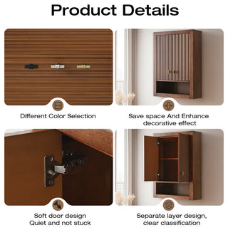 Vanity Art 24" Wall Mounted Bathroom Storage Cabinet, Linear Walnut, Golden Brushed Handle