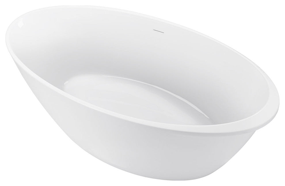 Acrylic Single Slipper Flatbottom Soaking Bathtub in White, 59" X 29"