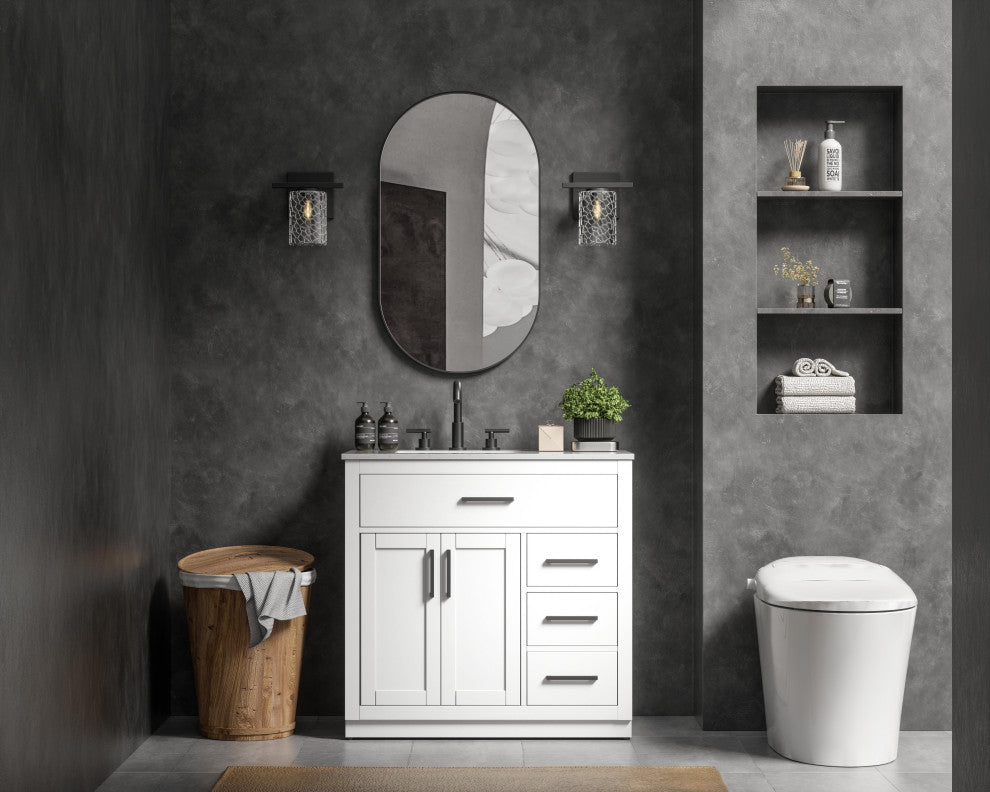 Home Living 36" Single Bathroom Vanity, White