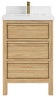 Elizabeth 24 Single Sink Bath Vanity in Light Natural Teak 2" White Quartz