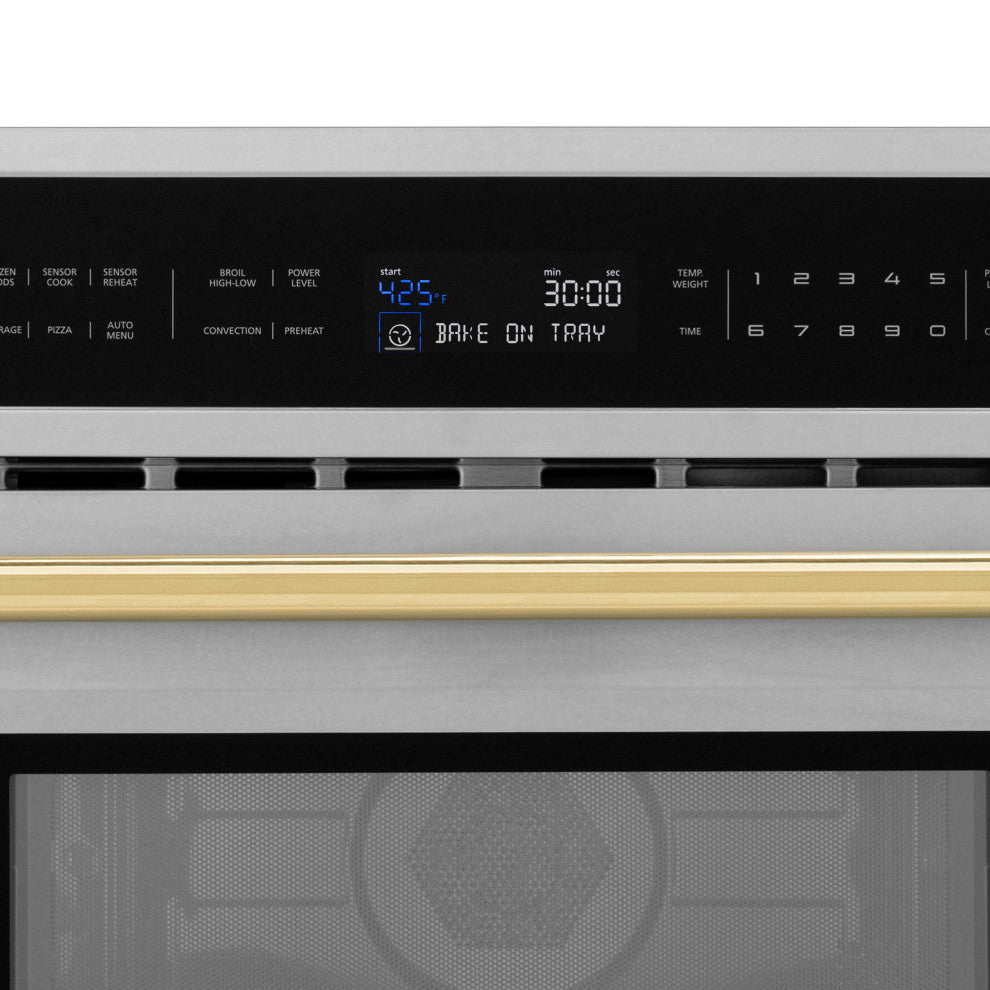 ZLINE 30 In. Autograph Microwave Oven, Stainless With Gold Accents, MWOZ-30-G