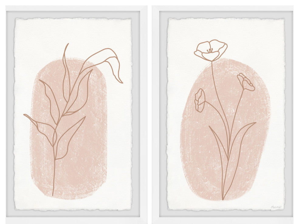 Poppy Brown Lines Diptych, 2-Piece Set, 24x36 Panels