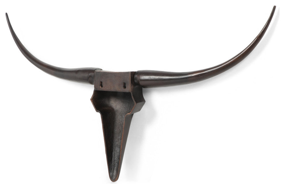 Treutlen Lanier Handcrafted Aluminum Bull Wall Decor, 48 W X 4 D X 24 H