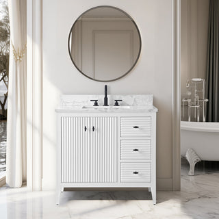 Vanity Art Freestanding Vanity, White, 36", Single Sink, Matte Black