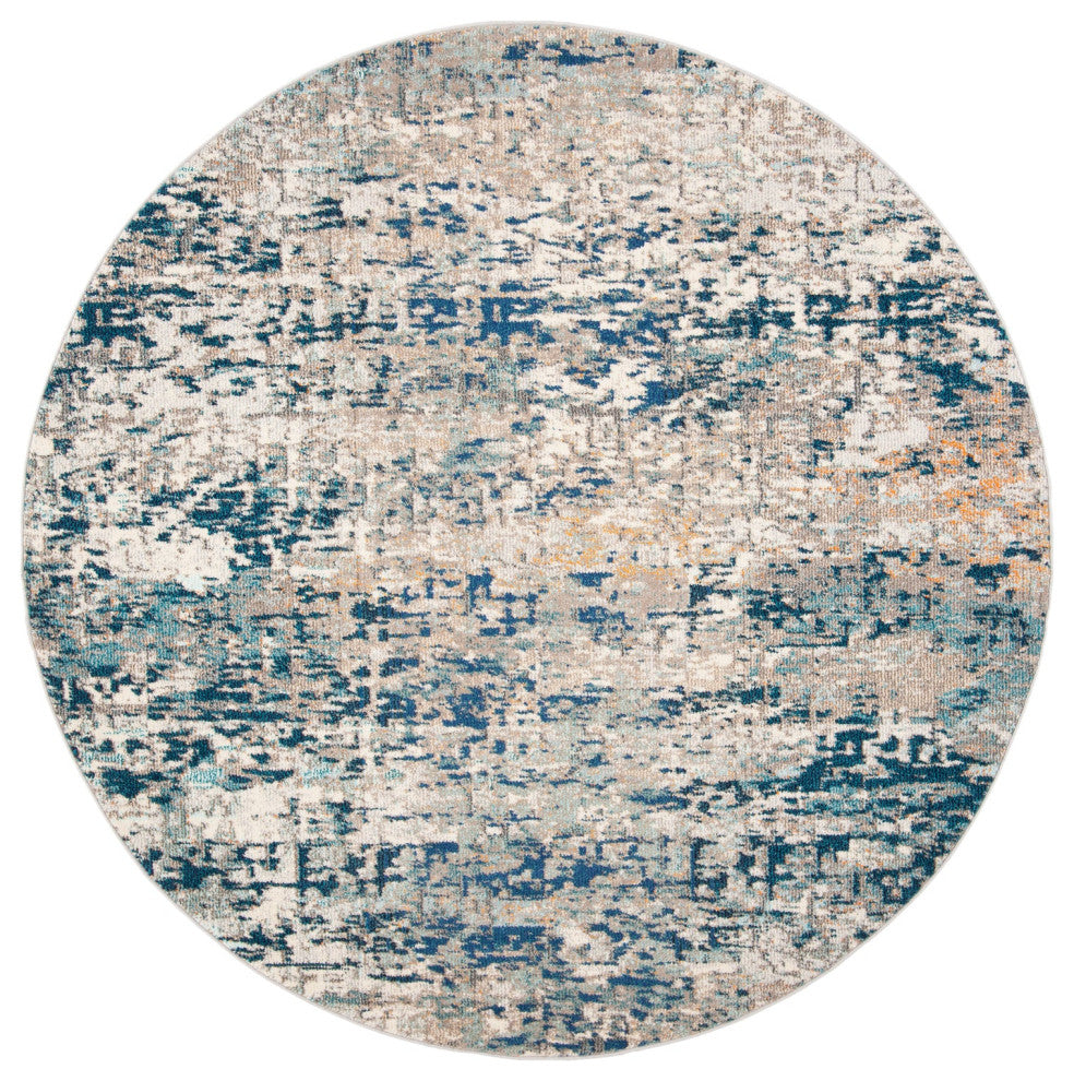 Safavieh Madison Mad460K Organic and Abstract Rug, Gray and Blue, 12'0"x12'0" Round